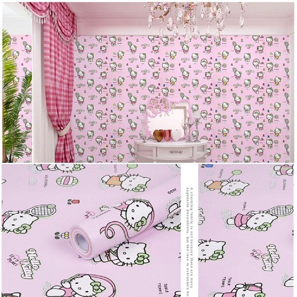 45 CM X 1000 CM HelloKitty Waterdichte PVC zelfklevende behang muurstickers woonkamer TV muur slaapkamer kids creatieve: Donkergrijs
