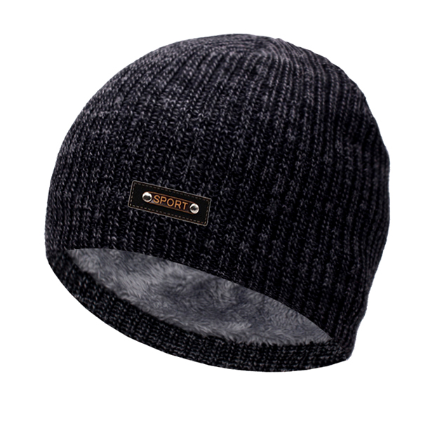 Strikket lue menn vinter luer til kvinner lue lue lue pels skullies luer шапка мужская hodeskalle gorro panser caps mann: Mørk grå