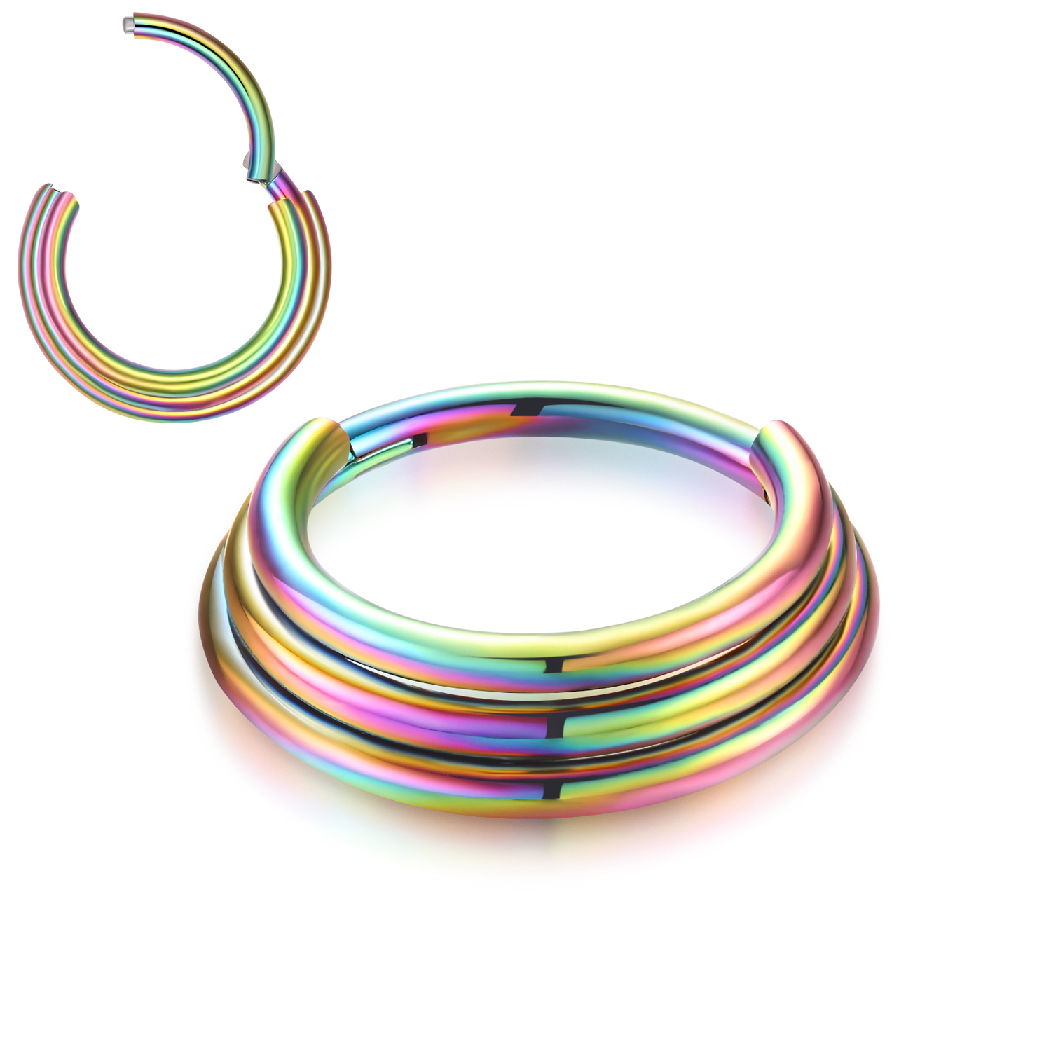 VOJO 16G HOOP Hinged Septum Clicker Ring Daith Earrings 316L Stainless Steel Hypoallergenic Piercing Jewelry: WHITE / Red