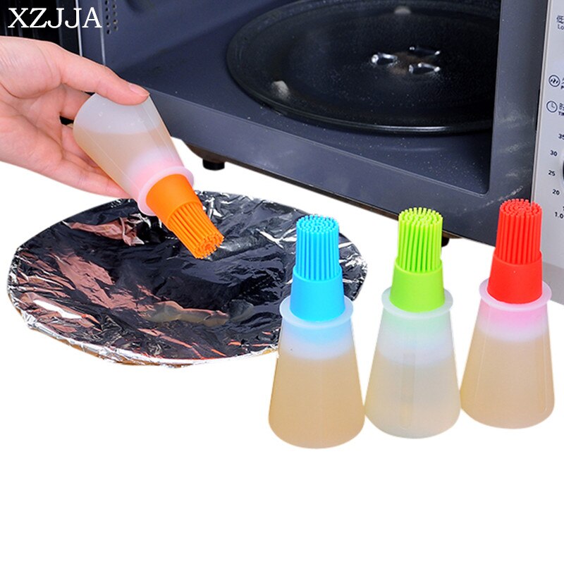 XZJJA 2 uds cepillo de aceite de silicona de pastel brocha para pasteles, mantequilla y pan utensilio para barbacoa pluma de aceite líquido cepillos de seguridad herramientas de cocina