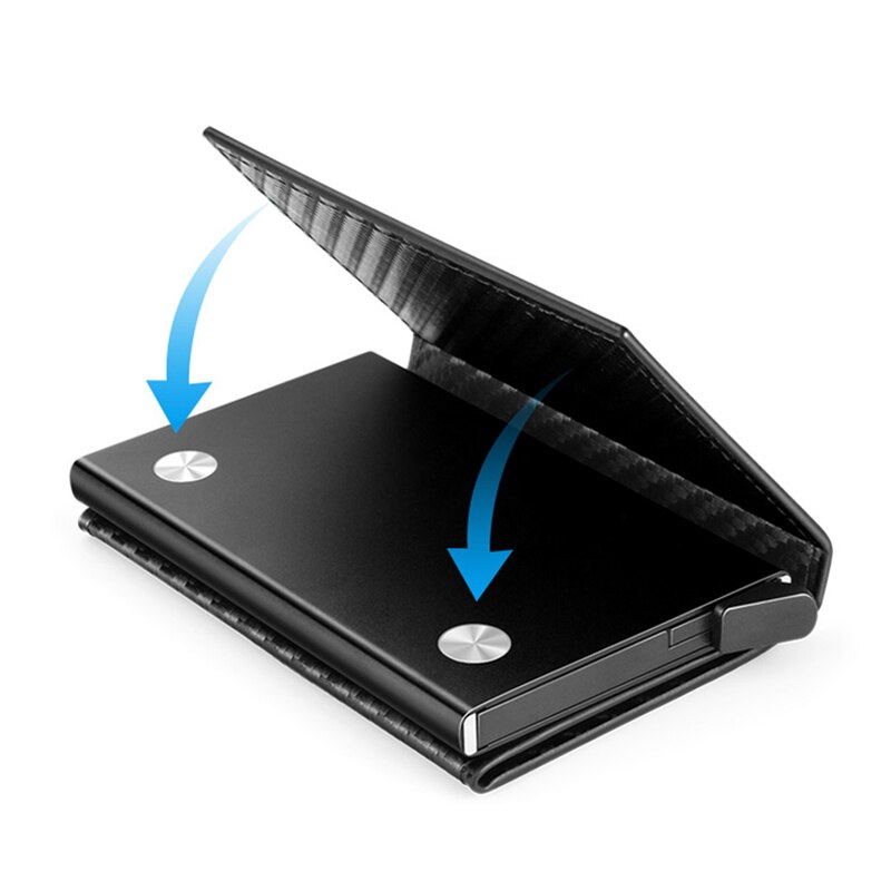 Carbon Fiber Magnet Buckle Aluminum Mini Wallet RFID Blocking Anti-theft Alloy Card Colder Thin Purse for Men