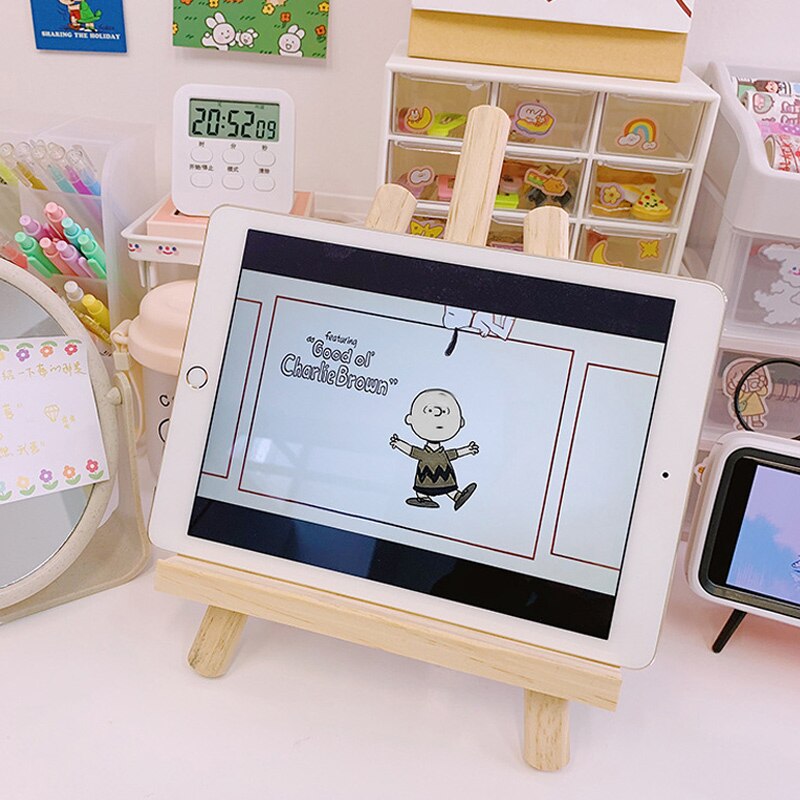 Wooden Mini Easel Stand Mobile Phone Tablet Bracket Portable Desktop Holder OCT998