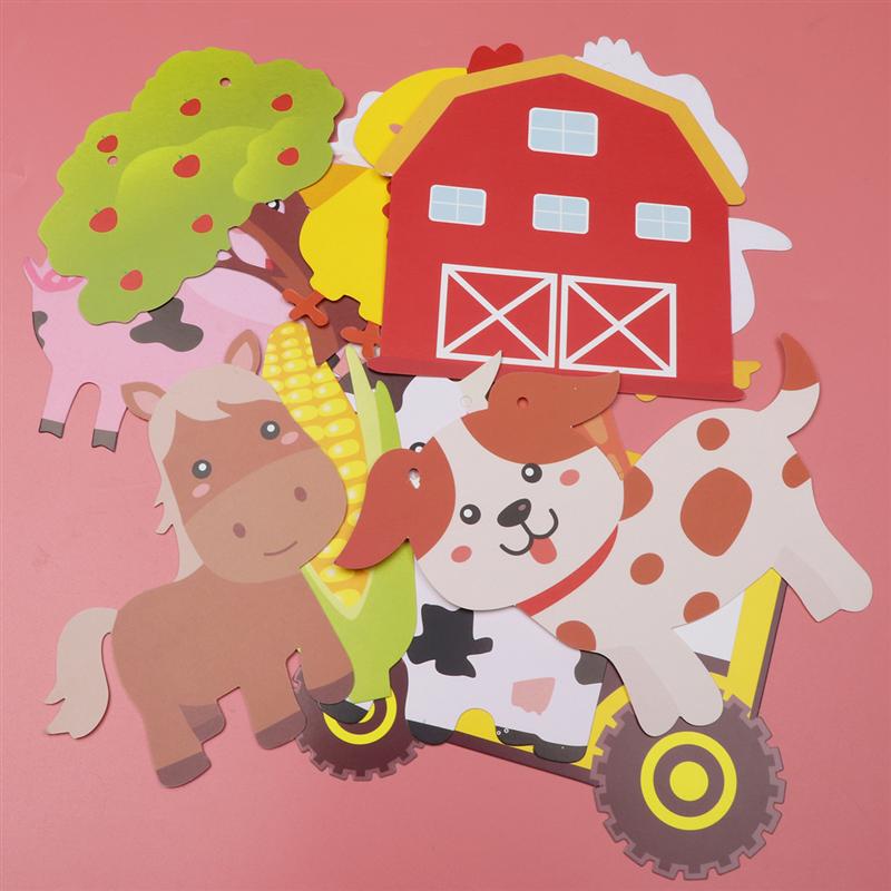 Farm Theme Party Banner Animal Molding Cartoon Bunting Decoration Paper Hanging Banner for Birthday Party