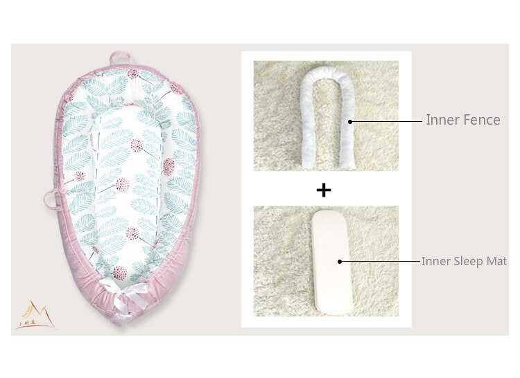 Amerikansk spjälsäng neonatal livmodersäng flanlett bomull barnsäng avtagbar babynest 80*50 cm