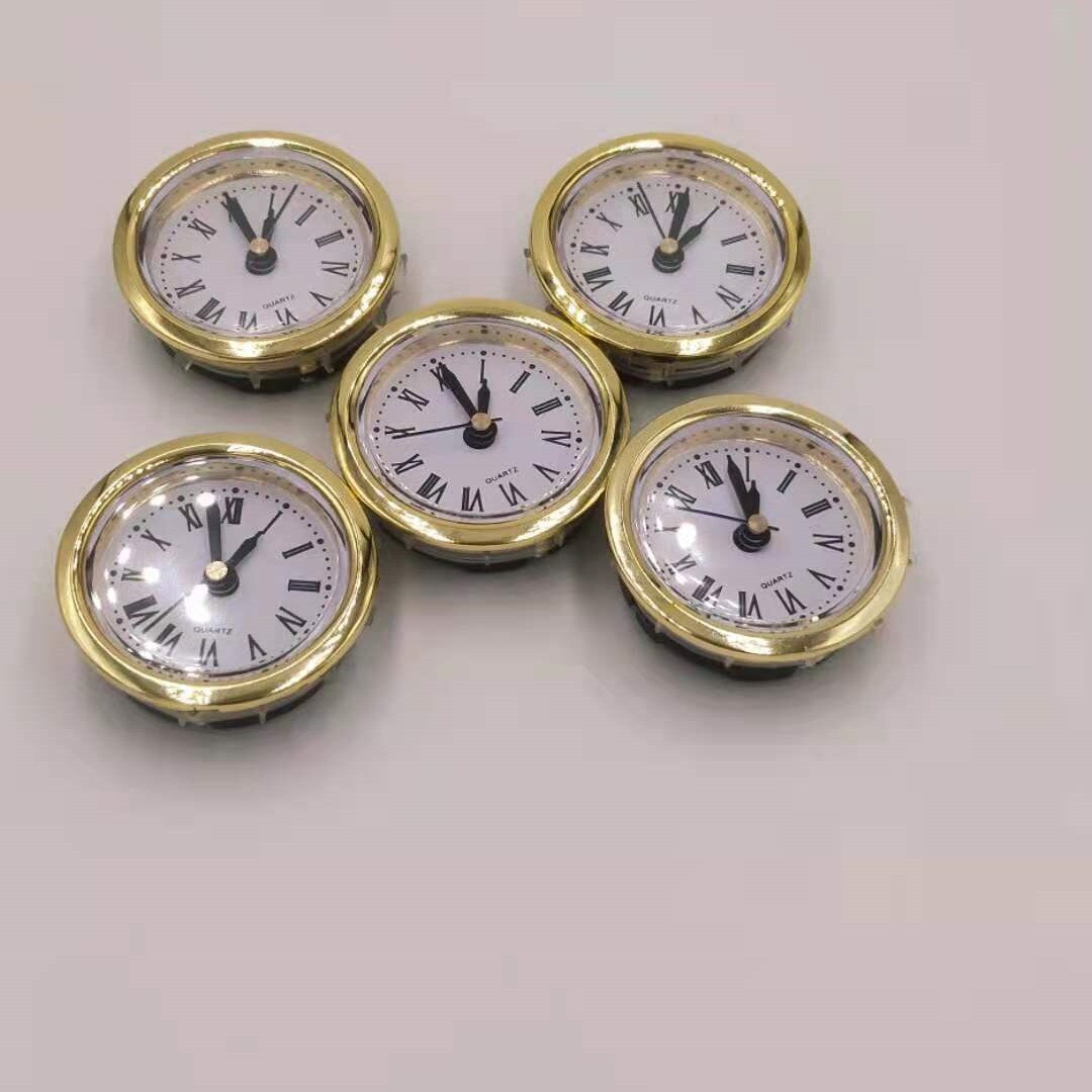 5PCS Gold Rim Diameter 50MM Insert Quartz Clock for Built - in Insert Clock Head DIY Desk Clock