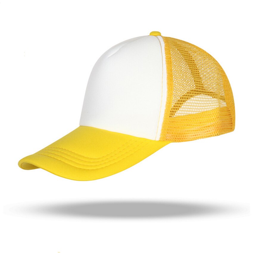 Snapback ajustable para hombres y mujeres, sombreros para hombres y mujeres, gorra de béisbol de malla Lisa informal, ropa de calle, sombrero de papá, gorra de camionero de Hip Hop: Yellow White