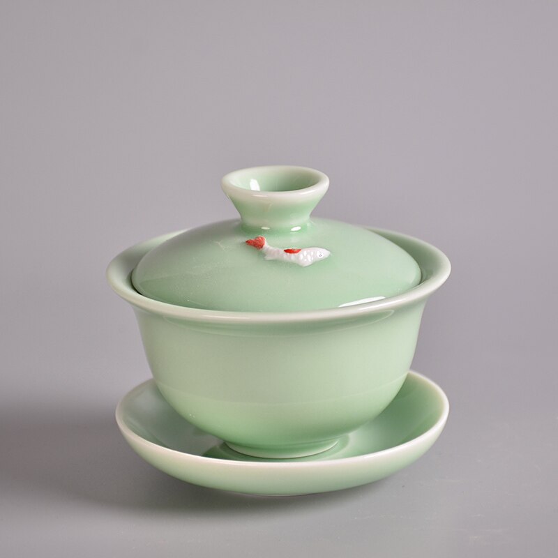 TANGPIN longquan celadon ceramic gaiwan teacup fish teapots chinese kung fu tea set 120ml: Default Title