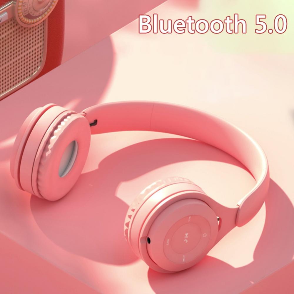 Kids Wireless Headphones with Microphone Pink Girls Phone Gaming Helmet Gamer Music Bluetooth Headset For Children Lady