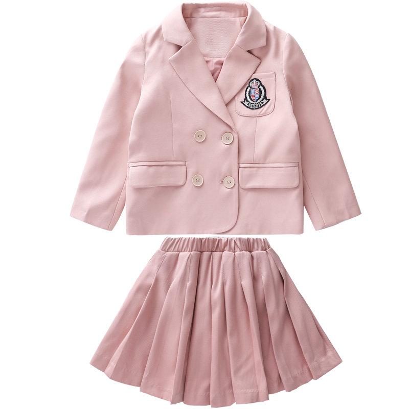 Mädchen Rosa Schuluniform Felsen Anzug Japanische Schuluniform Neue Zwei Stück Baby Mädchen Outfit Kleidung Teengage Anzug setzt