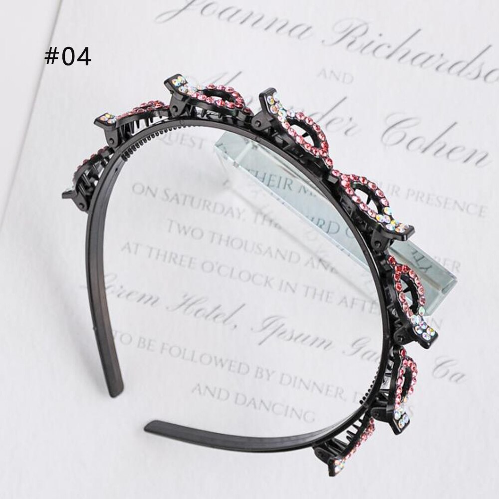 Black Rhinestone Braider Hair Clip Burst Pin Hairdo Bring Hair Hoop Multi-storey Wisp Air Weave Head Hoop 8 in 1 Styling Tool: 4