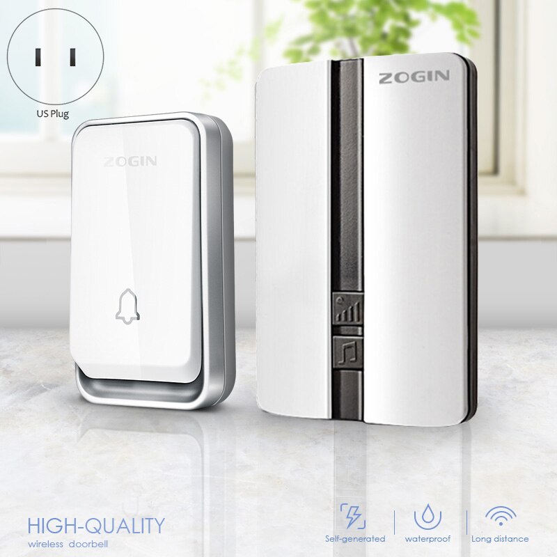 ZOGIN sonnette sans fil étanche sans batterie auto-alimenté système d'alarme de sécurité à domicile intelligent anneau de porte: Default Title