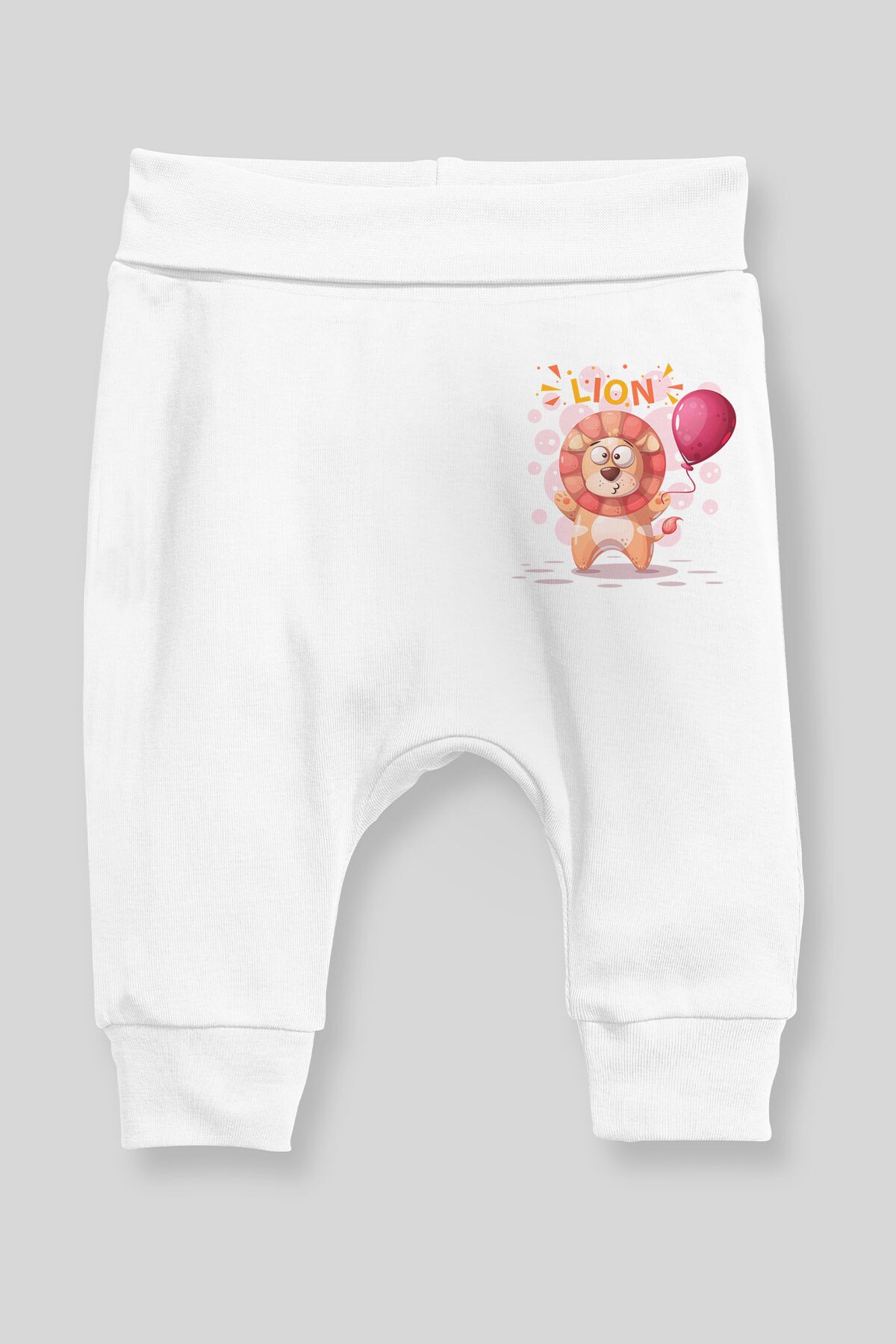 Angemiel Baby Staande Ballon Holding Leeuw Baby Boy Harembroek Pantalon Wit