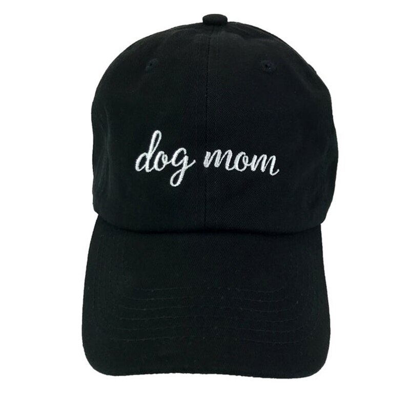 Paar Vader Hoeden Brief Borduurwerk Hond Mom Hond Papa Mode Baseball Cap Unisex 100% Katoen Pure Zwarte Hip Hop Snapback hoed: dog mom