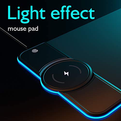 RGB Gaming Wireless Charging Mouse Pad 10-Light LED Keyboard Mat Anti-Slip Rubber Base WaterProof Large Keyboard Pad for Laptop