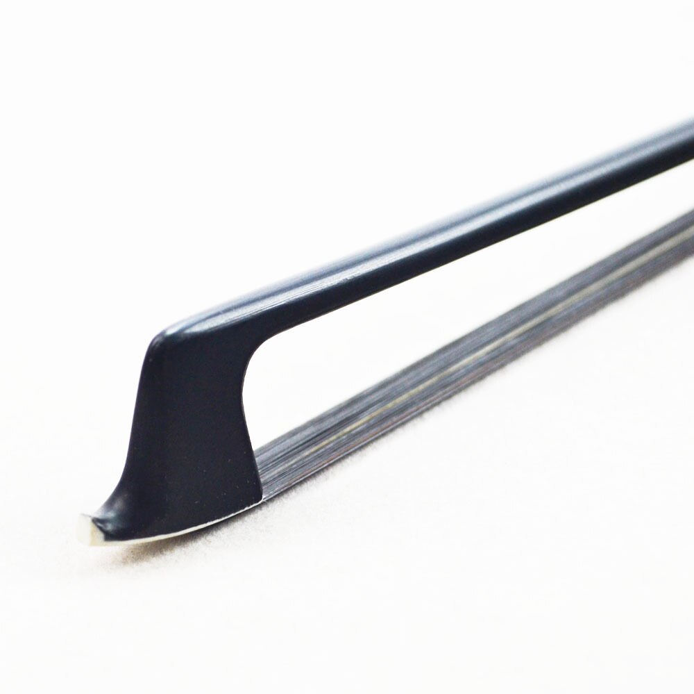 Archet De violon noir en Fiber De carbone, grenouille en ébène De bonne avec Fleur De Lys crinière noire 106VB, , 4/4