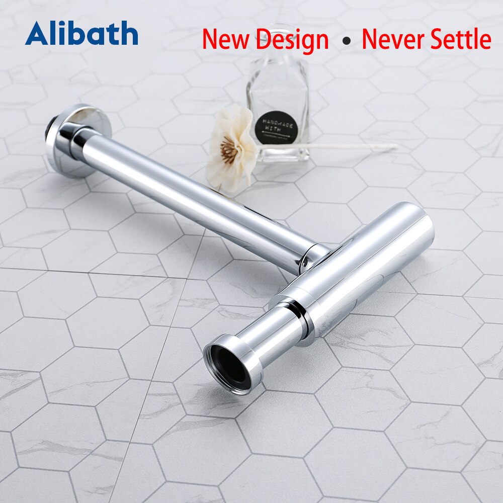 Basin Bottle Trap Brass Bathroom Sink Siphon Drains P-TRAP Pipe Waste, Chrome.