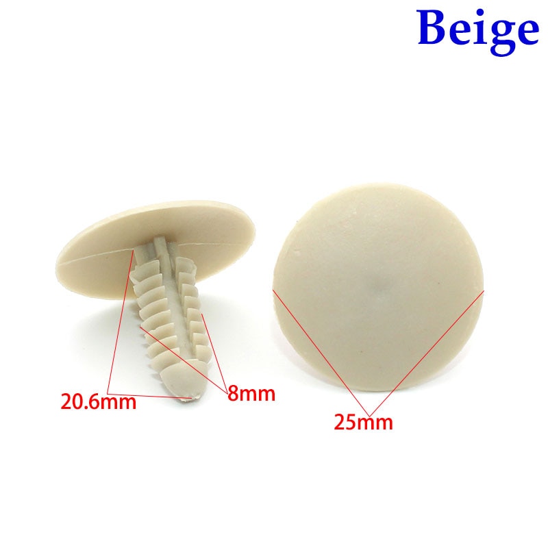 50 Uds. 7mm Agujero Plástico Remache Beige Gris Grapa Negra Vehículo Universal Auto Grapas para Buick Regal Coche Techo Maletero Push Retenedor Clip de Retención