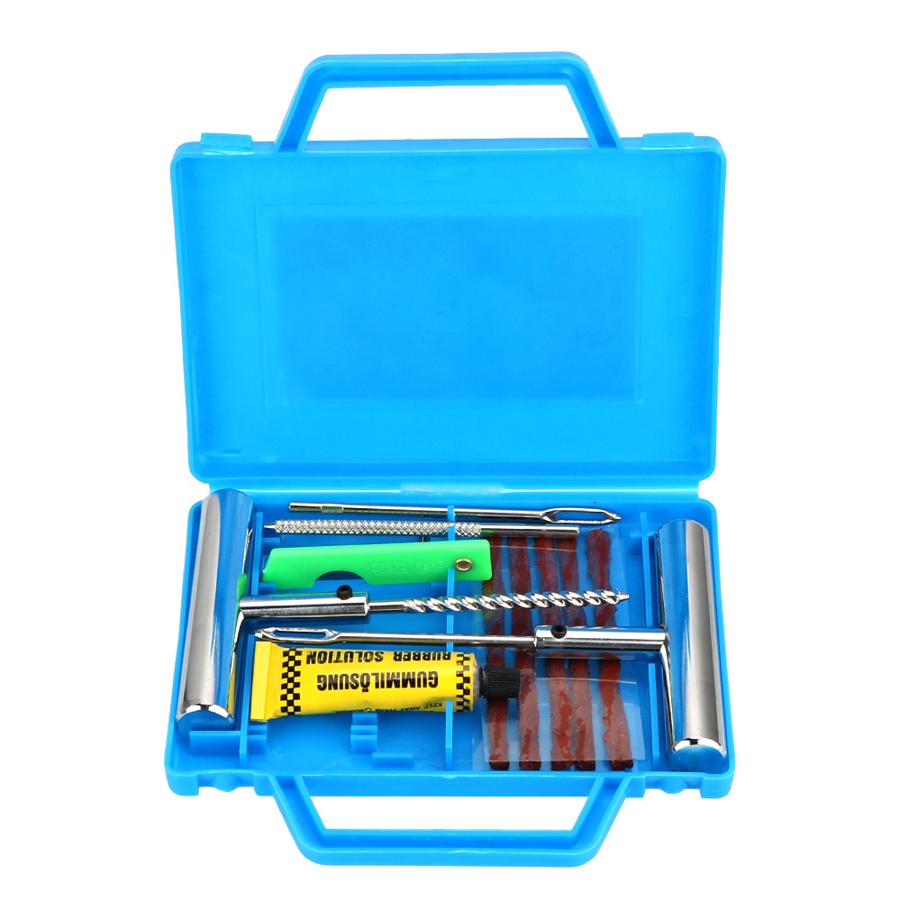 12 unids/set parche herramientas para arreglar Reparación de neumáticos de coche herramientas Kit de reparación de neumáticos de pinchazo en el neumático herramienta de reparación de neumáticos de goma de rápido pegamento