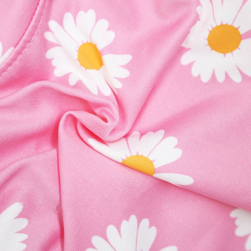 Summer Pet Dog Cotton T Shirt Overalls Daisy Print Pet Clothes Outfit For Small Dogs Soft Leisure Clothes For Puppy