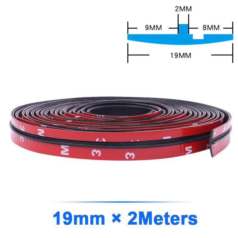 2M de goma 14mm/19mm tipo T protector para la ventanilla tira de sellado del parabrisas aislamiento de ruido a prueba de polvo tiras de sellado de coche accesorios para automóviles: 19mm