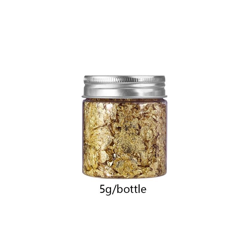 1 Bottle Gold Leaf Flakes Resin Filler Gold Silver Confetti Filling For DIY Epoxy Resin Craft Nail Art Foil Paper Jewelry Making: KC gold-5g