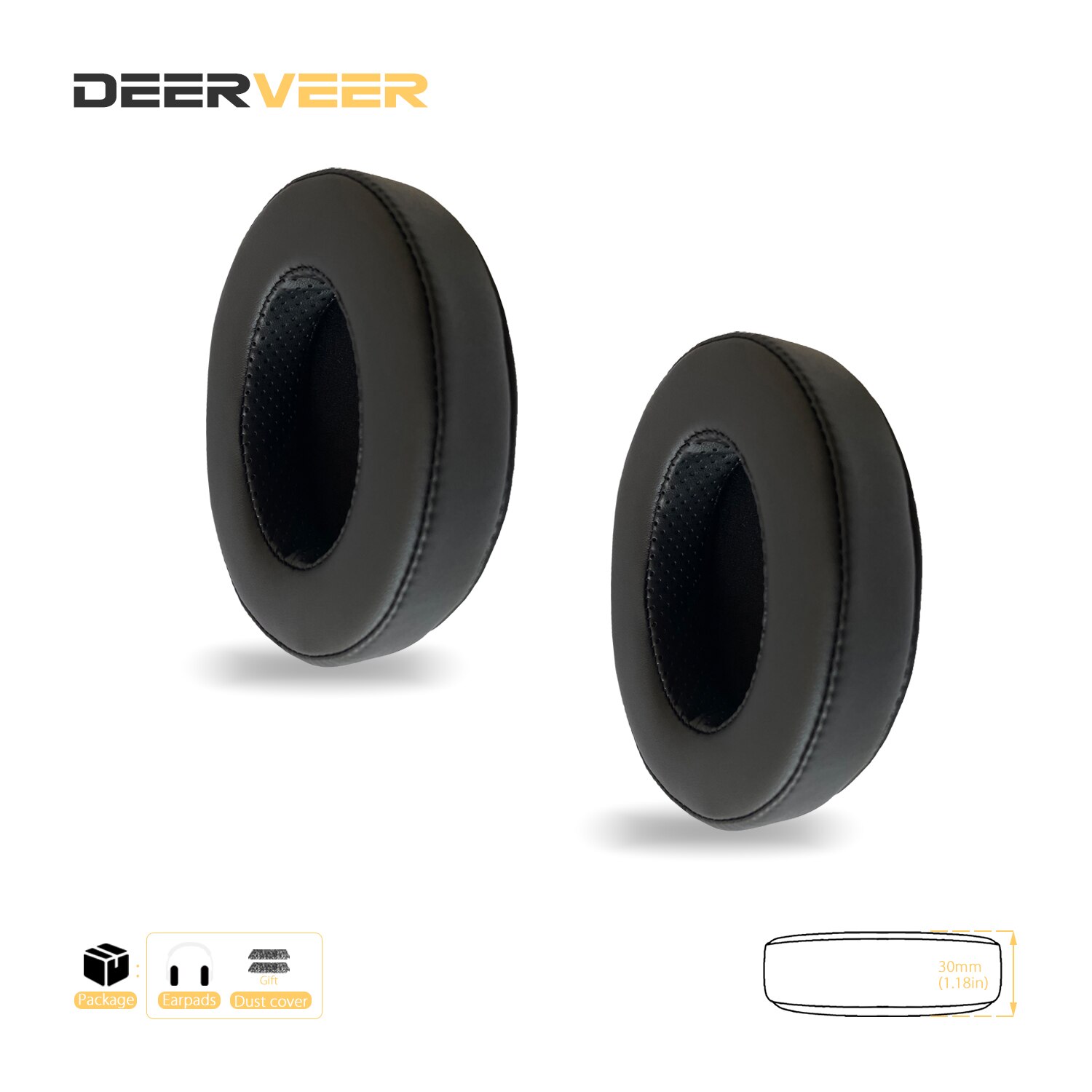 DEERVEER – oreillettes de remplacement pour écouteurs Roccat ElO 7.1 AIR, ELO 7.1 USB, ELO X stéréo, coussinets en mousse à mémoire de forme épais: 4Leather