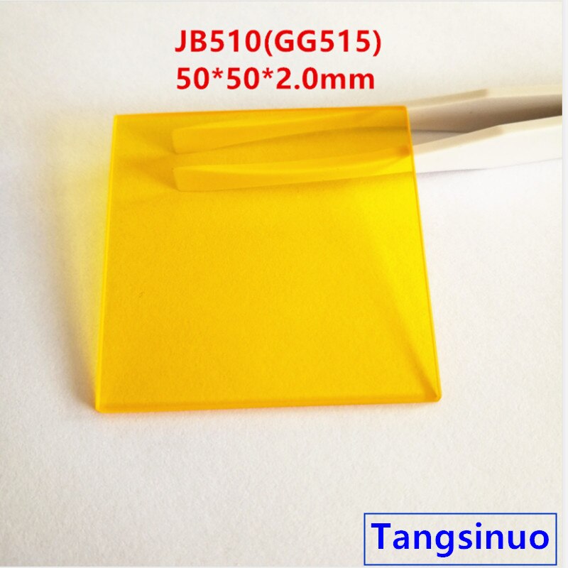 Filtre Longpass 50*50*2.0mm 510nm en verre optique jaune doré JB510 GG515
