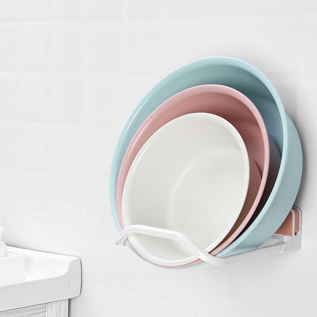 Étagère murale en plastique pliable en plastique, meuble de rangement pour lavabo, Pot, étagère, contenant des accessoires de cuisine auto-adhésif