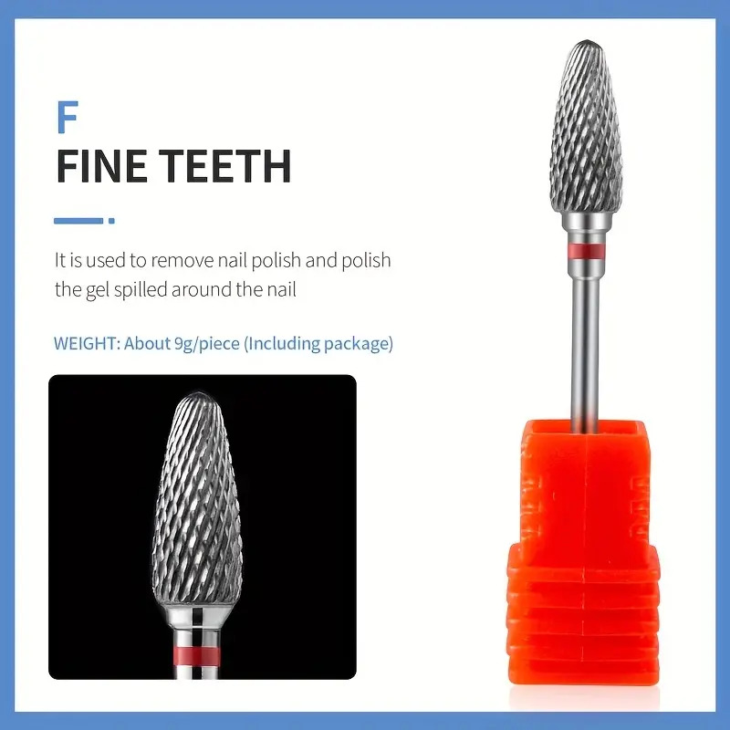 Brocas de carburo de tungsteno para uñas, accesorios de taladro eléctrico para manicura, fresas para quitar esmalte de uñas en Gel, herramientas para uñas Efiles: Color rojo