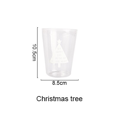 Good Morning Black White Transparent Glass Coffee Tea Drinks Dessert Breakfast Milk Cup Kitchenware Glass Mugs 400ml: Christmas tree