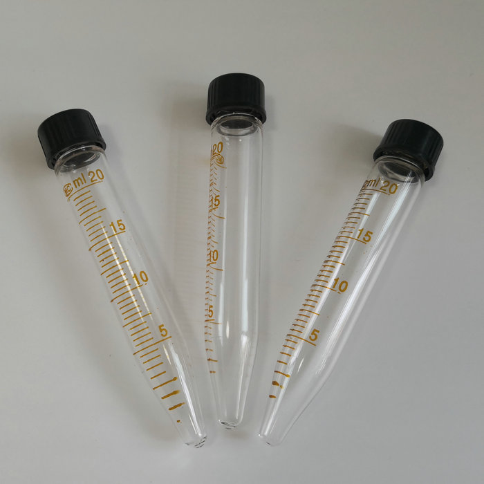 10pcs/lot 20ml glass centrifuge tube with graduation centrifugal test tube sharp bottom sample vial