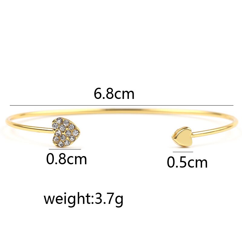 Mode Verstelbare Kristal Dubbele Hart Boog Wrap Armbanden Voor Vrouwen Sieraden: Gold