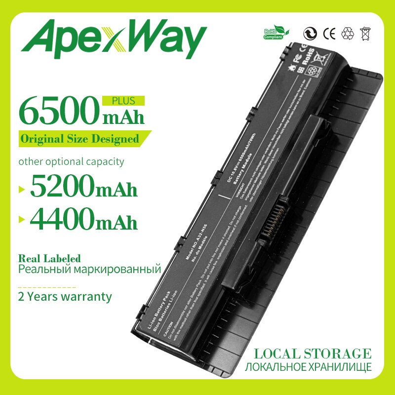 Apexway Laptop Batterij A31-N56 A32-N56 A33-N56 Voor Asus N56 N56D N56D N56DY N56J N56JK N56VM N56VV N56VZ N56JN N56JR N56V n56VB