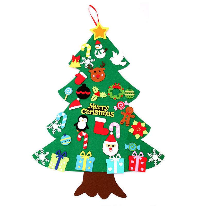 DIY Felt Christmas Tree for Kids Christmas Tree with Glitter Ornaments for Kids Xmas Christmas Door Wall Hanging: B