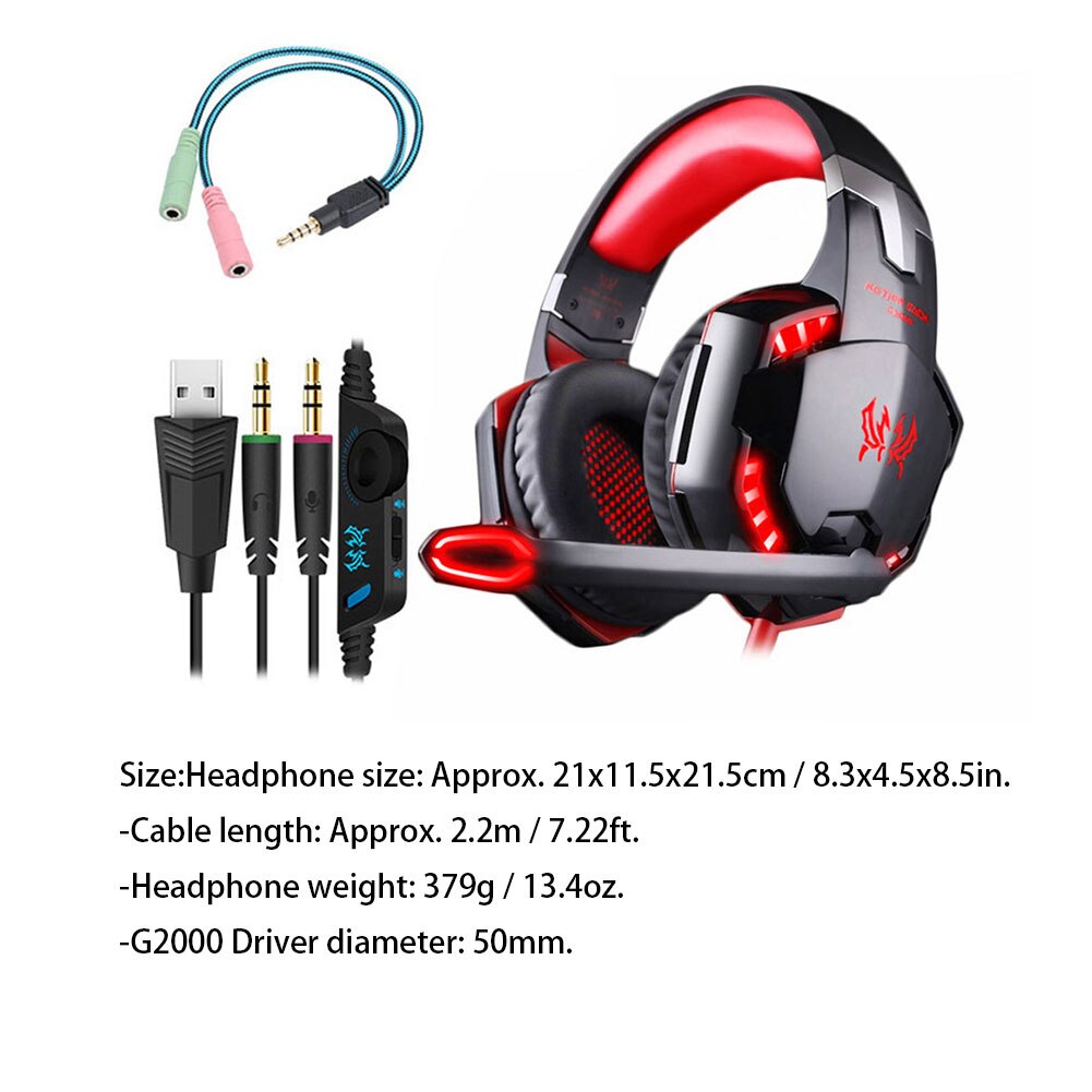 G2000 Spielen Headset Verdrahtete 3D umgeben Klang Kopfhörer RGB Licht Professionelle Headset Mit Mikrofon Für Laptop Smartphone