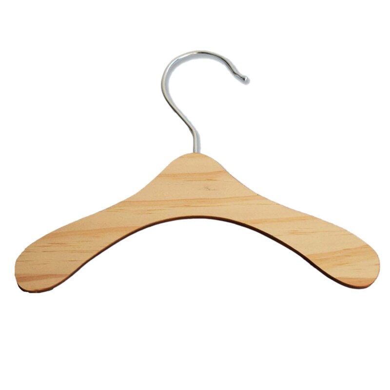 10Pcs Practical Non-Slip Wooden Dolls Clothes Hangers Dress Jacket Organization