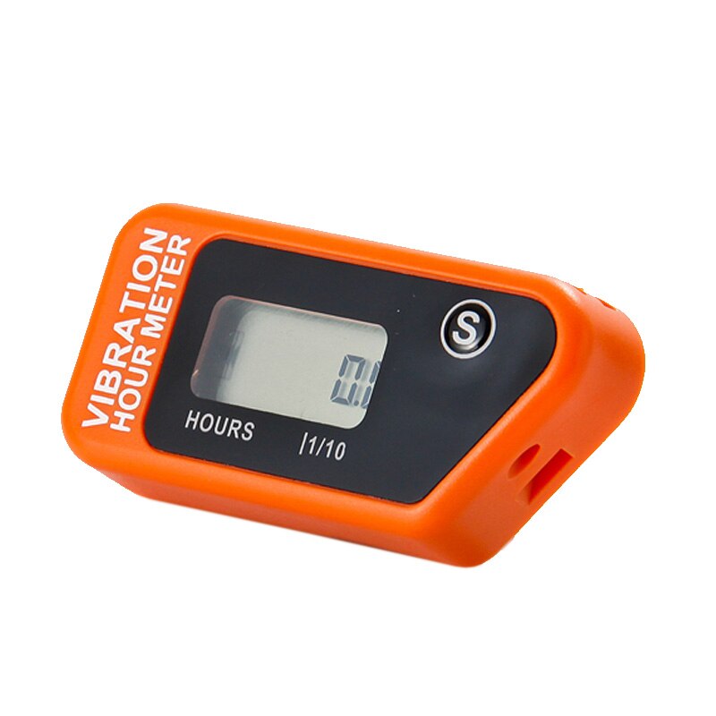 Oransje digital trådløs vibrasjon timeteller nullstillbar måler til motorsykkel atv skitt sykkel gressklipper maskin utstyr 016b: Oransje