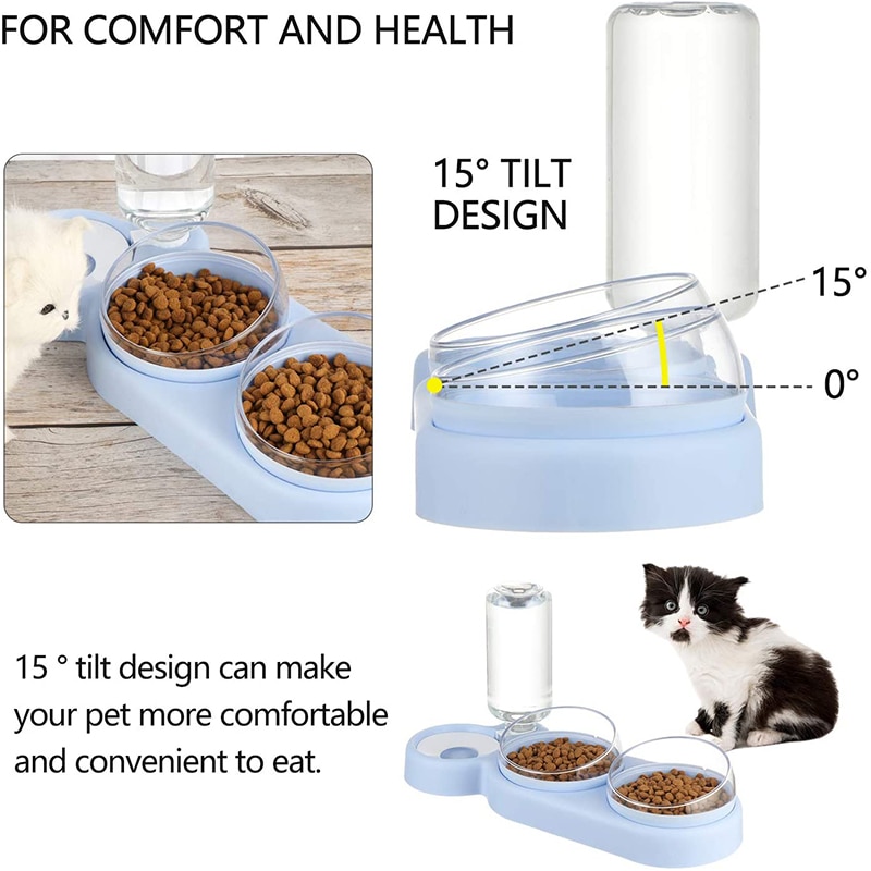 Ciotola automatica per animali domestici per gatti canna mangiatoia per alimenti per gatti ciotola e bevitore con fontana contenitore per alimenti supporto per ciotola per cani accessori per gatti