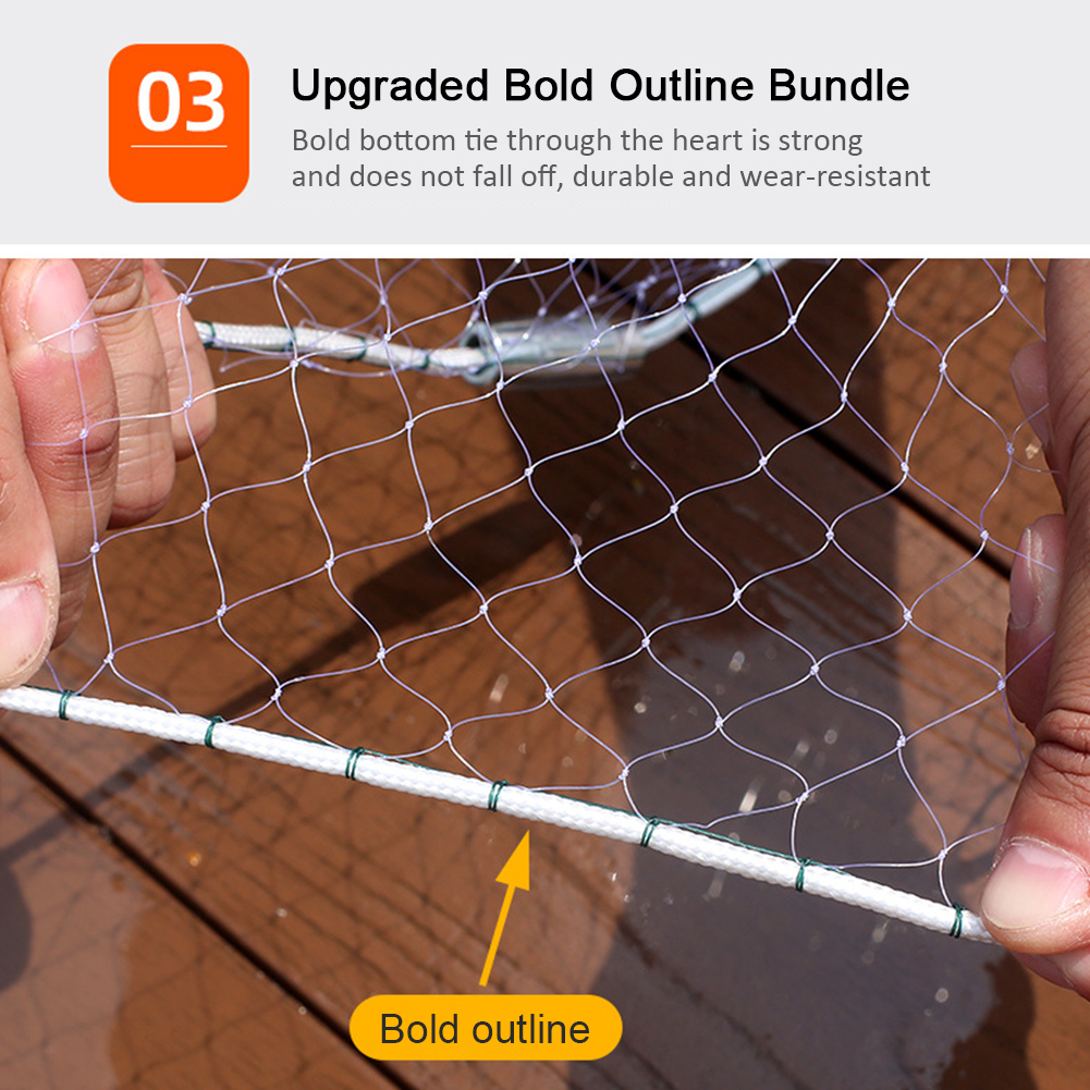 American Style Bait Trap Throw Fishing Net Practical Outdoor Large Cast Mesh High Strength No Tangling Wear Resistant Portable