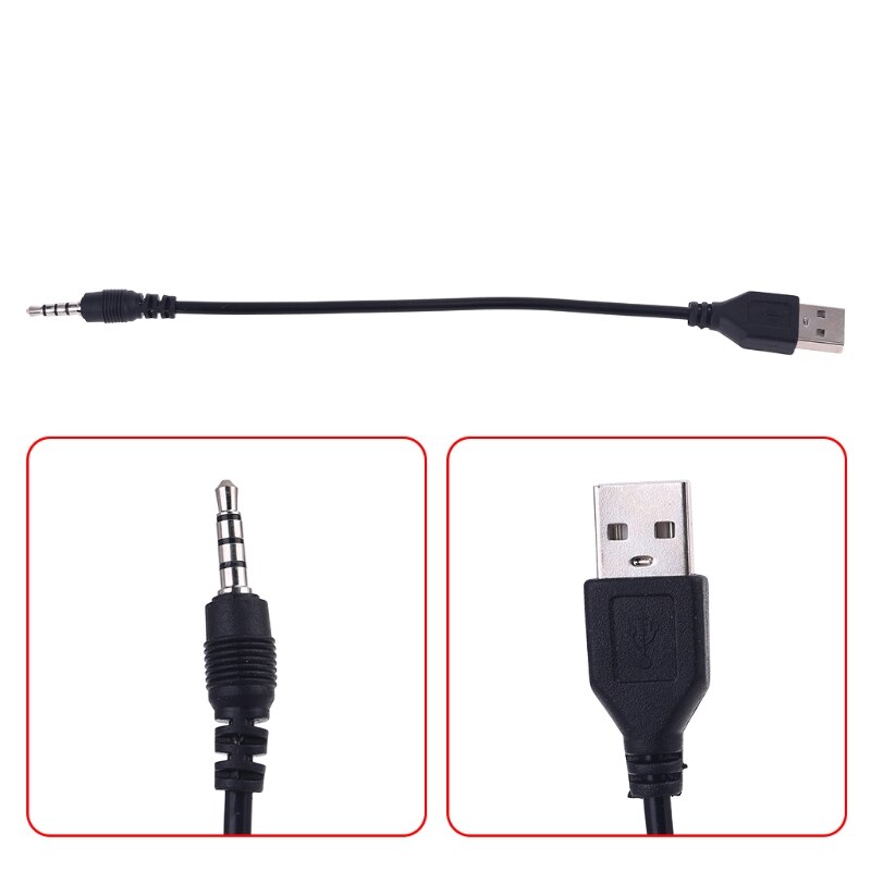 USB Male to 3.5mm Stereo Headphone Jack Plug Cable For MP3 MP4 Black G88D