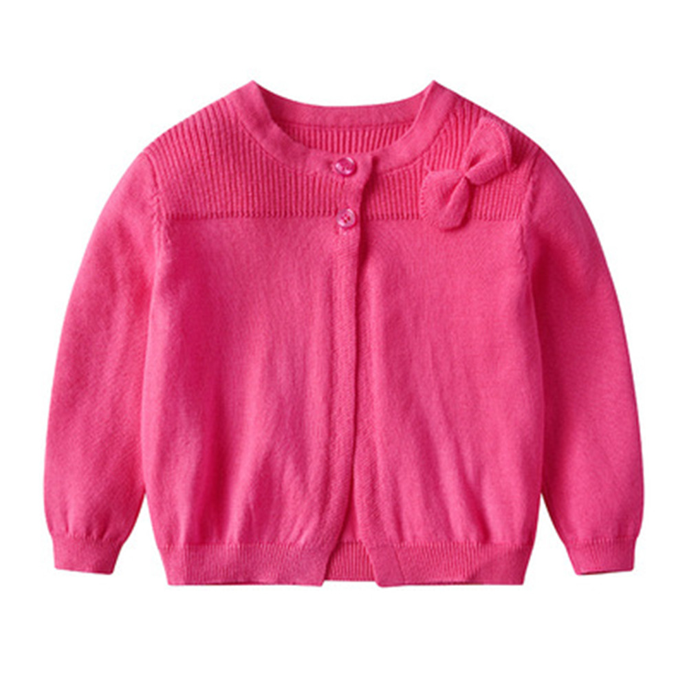 Summer Children Cardigan Hollow Out Girls Knitted Jacket Thin Knitwear Outerwear Coat AA5333: rose / 2T
