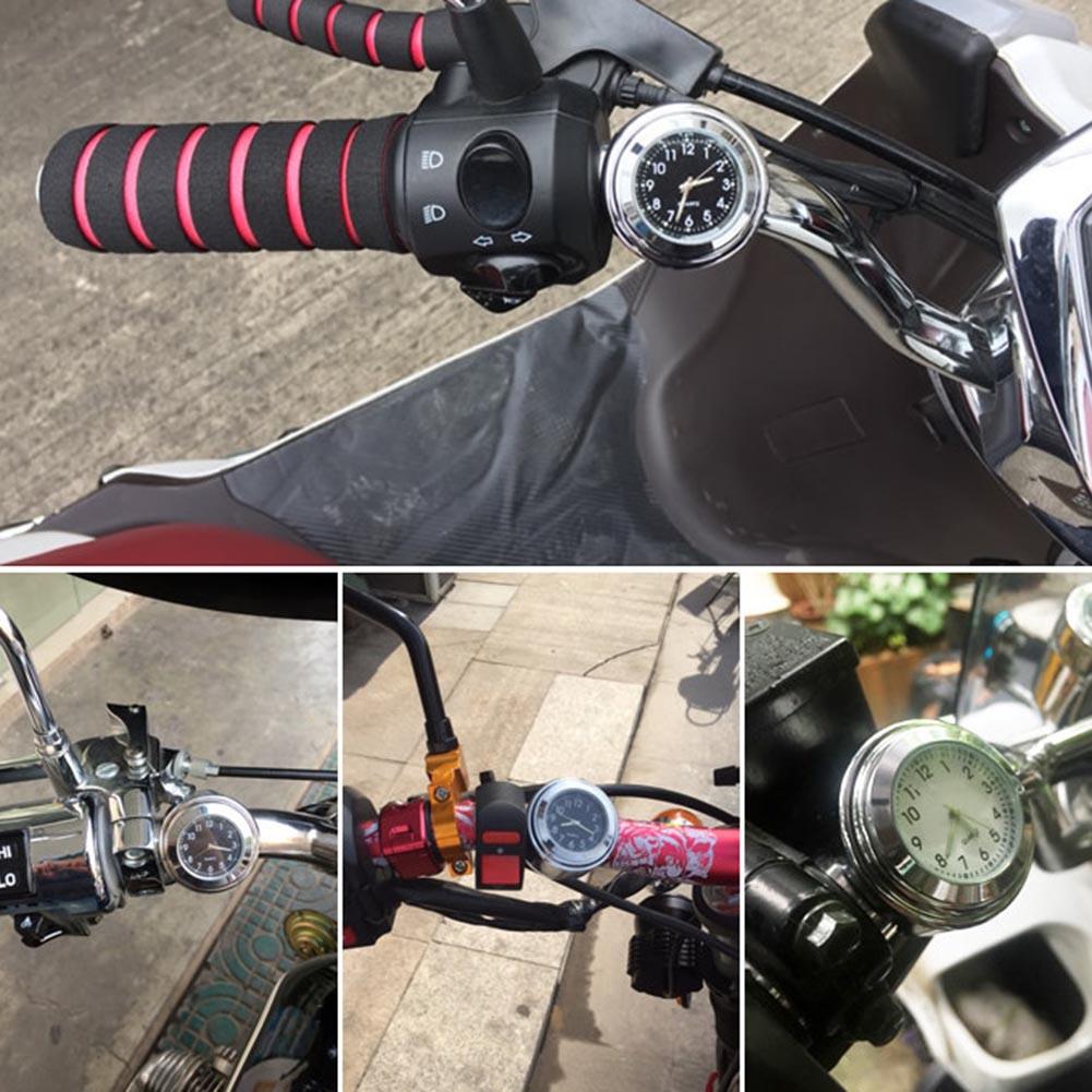 Waterproof Luminous 22/25mm Motorcycle Bike Handlebar Mount Dial Quartz Clock Watch For Harley Honda Yamaha SUZUKI Black Silver