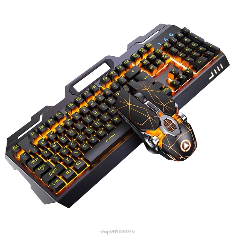 104Keys RGB Aluminum Alloy Gaming Keyboard and RGB Gaming Mouse Set with Mobile Phone Stand Function Key D24 20