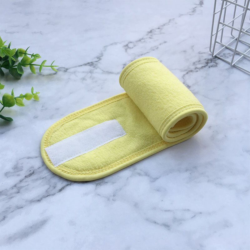 1pc justerbara ansiktshårband makeup pannband handdukar hårinpackning duschmössor stretch handduk rengöringsduk hårtillbehör: Gul