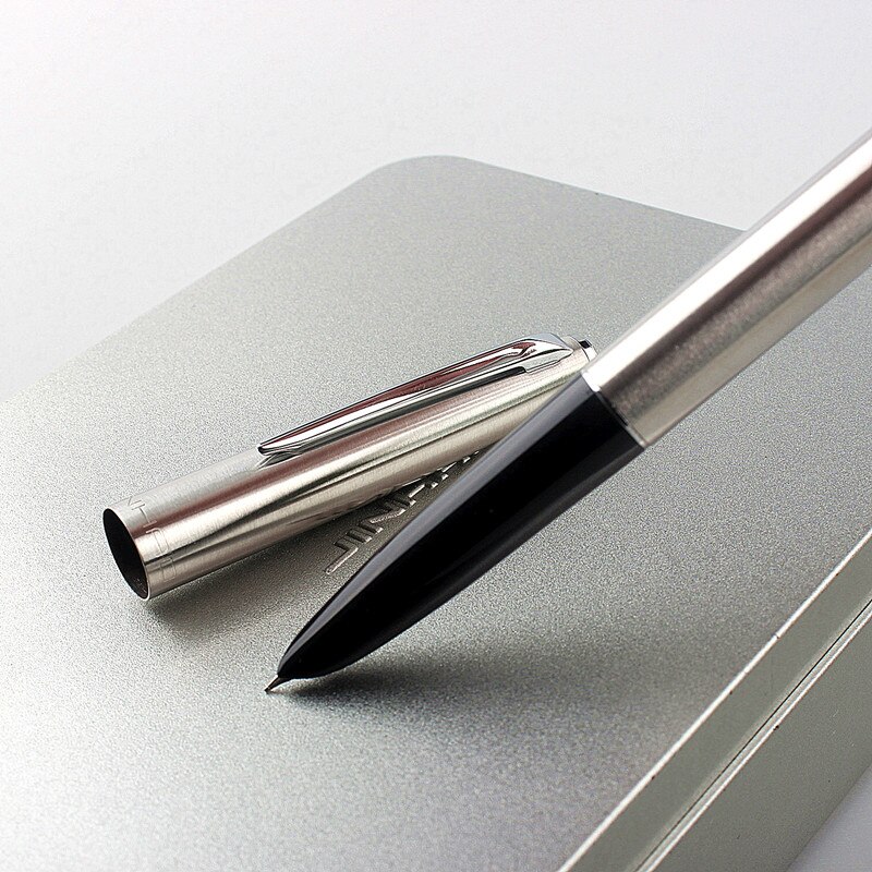 JinHao – Stylo plume fontaine, accessoire de papeterie, fournitures scolaires et de bureau, pointe extrêmement fine de 0,38 mm, corps classique en acier inoxydable, référence 911,