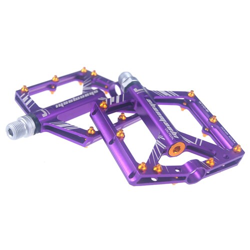 Pedales de bicicleta de aleación de aluminio CNC antideslizantes, 4 rodamientos de ancho, fino, con grilletes, 1 par: purple