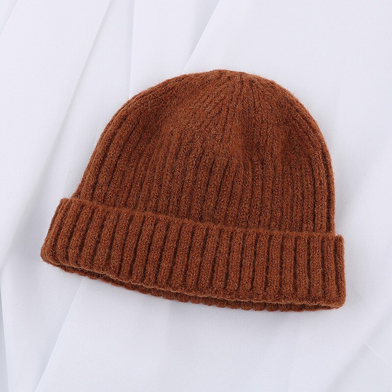 Mode Mannen Beanie Winter Gebreide Muts Jongen Skullcap Sailor Cap Manchetten Retro Navy Korte Hoed Effen Kleur Unisex herfst Warm Cap: 3