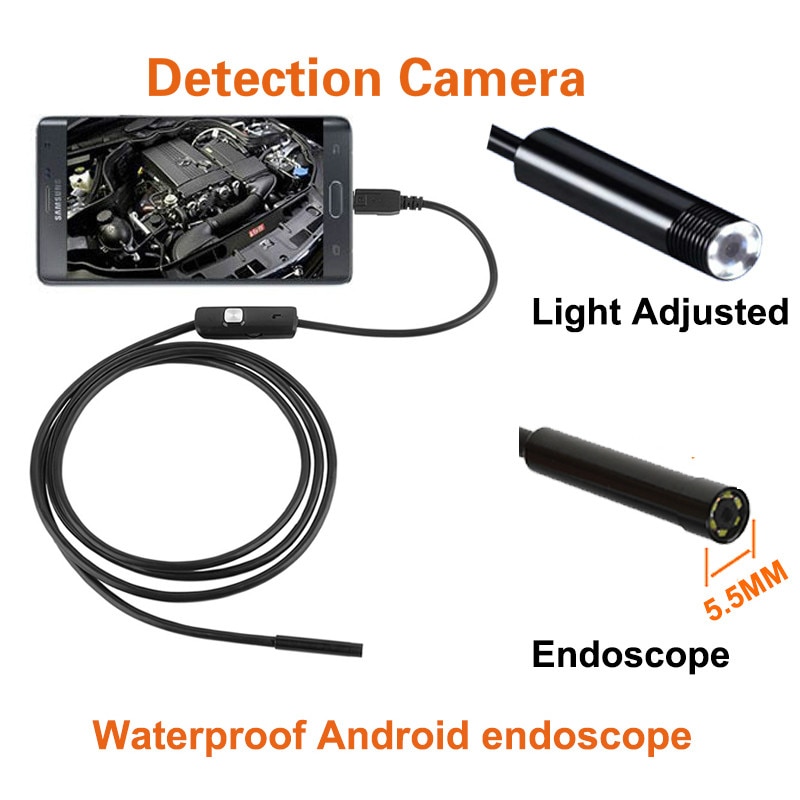 Waterdicht Lens LED endoscoop Camera 5.5mm Mini Camera kamera probe Android Borescope USB Inspectie detection Micro Cam