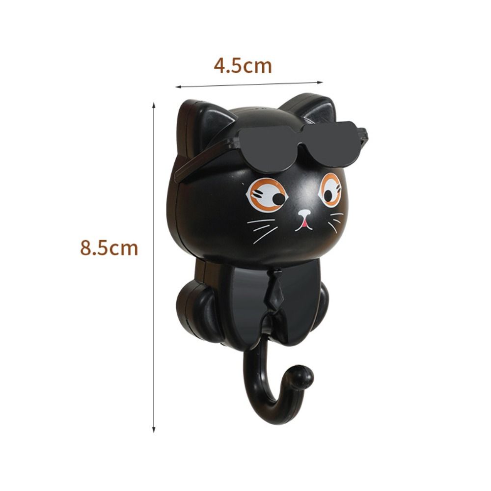 Ganchos decorativos de gato de dibujos animados creativos, autoadhesivos, soporte de llaves sin costuras, gancho de alta resistencia, accesorios de baño, organizador de artículos diversos: Gris claro