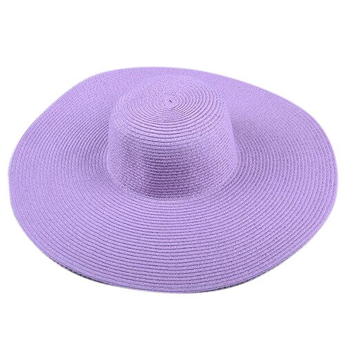 Seaside large brim hats summer straw hat foldable sun hat Summer Sun Hats For Women large Brimmed Straw Sun Hat Folding Beach Gi: Lavender